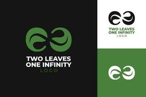 logo of green two leaf ambigram for food and beverage logo design, icon and symbol simple modern style vector