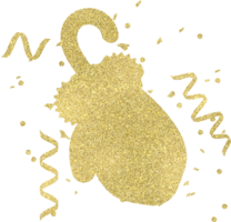 Golden new year illustration with glitter texture png