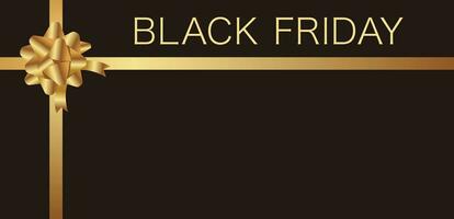 Black Friday Sale Vector Background illustration With A Gold Ribbon On A Black Background And Text Space.