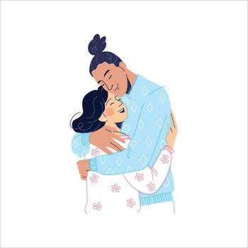 ilustración de abrazando un amante con calor vector