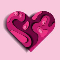 Vector layered paper cut heart.Happy Valentine's day concept.Cute imitation paper heart.Romantic design element for decoration.3 D paper cut heart