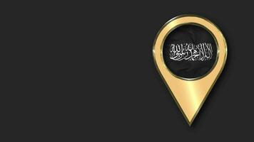 Shahadah Islamic Gold Location Icon Flag Seamless Looped Waving, Space on Left Side for Design or Information, 3D Rendering video