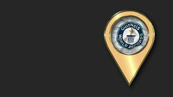 Guinness World Records Gold Location Icon Flag Seamless Looped Waving, Space on Left Side for Design or Information, 3D Rendering video