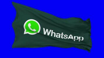 WhatsApp Flag Waving Seamless Loop in Wind, Chroma Key Blue Screen, Luma Matte Selection video