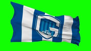 koninklijk racing club genk, krc genk vlag golvend naadloos lus in wind, chroma sleutel, luma matte selectie video