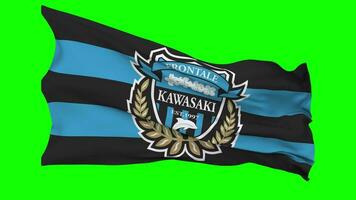 Kawasaki Frontale Football Club Flag Waving Seamless Loop in Wind, Chroma Key, Luma Matte Selection video