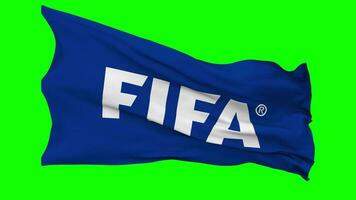 Internationale vereniging Amerikaans voetbal federatie, fifa vlag golvend naadloos lus in wind, chroma sleutel, luma matte selectie video