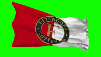 Feyenoord Rotterdam Flag Waving Seamless Loop in Wind, Chroma Key, Luma Matte Selection video