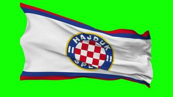 hrvatski nogometni club hajduk dividir, hk hajduk división bandera ondulación sin costura lazo en viento, croma llave, luma mate selección video