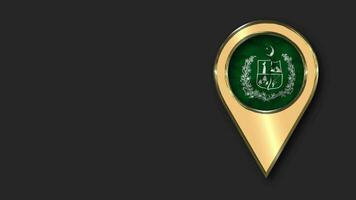 Government of Gilgit Baltistan Gold Location Icon Flag Seamless Looped Waving, Space on Left Side for Design or Information, 3D Rendering video