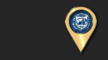 International Monetary Fund, IMF Gold Location Icon Flag Seamless Looped Waving, Space on Left Side for Design or Information, 3D Rendering video