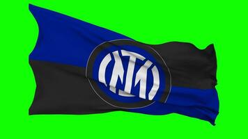 Football Club Internazionale Milano, Inter Milan Flag Waving Seamless Loop in Wind, Chroma Key, Luma Matte Selection video