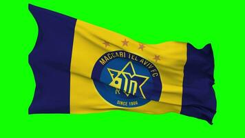 Maccabi Tel Aviv Flag Waving Seamless Loop in Wind, Chroma Key, Luma Matte Selection video