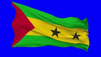 Sao Tome and Principe Flag Waving Seamless Loop in Wind, Chroma Key Blue Screen, Luma Matte Selection video