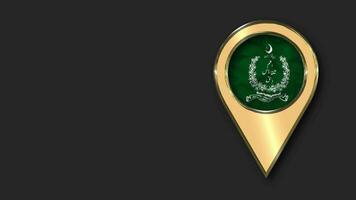 Supreme Court of Pakistan Gold Location Icon Flag Seamless Looped Waving, Space on Left Side for Design or Information, 3D Rendering video