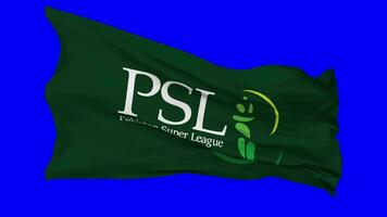 Paquistão super liga, PSL bandeira acenando desatado ciclo dentro vento, croma chave azul tela, luma fosco seleção video
