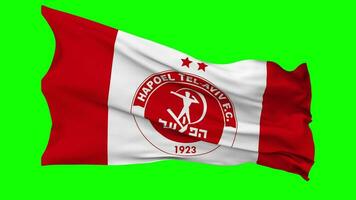 Hapoel Tel Aviv Football Club Flag Waving Seamless Loop in Wind, Chroma Key, Luma Matte Selection video