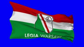 Legia Warszawa, Legia Warsaw Football Club Flag Waving Seamless Loop in Wind, Chroma Key, Luma Matte Selection video