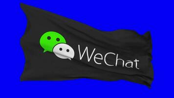 WeChat, Weixin Flag Waving Seamless Loop in Wind, Chroma Key Blue Screen, Luma Matte Selection video