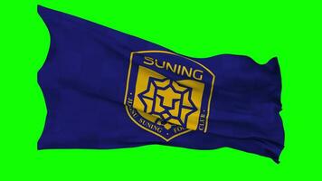 Jiangsu Football Club Flag Waving Seamless Loop in Wind, Chroma Key, Luma Matte Selection video