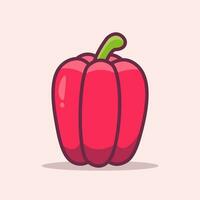 Red Bell Pepper Illustration, Vegetable healthy food vector illustration