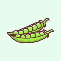 Green Peas Vegetable Flat Illustration, Vegetable healthy food vector illustration