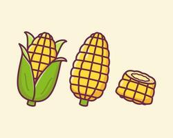 Corn, Corn on the cob Flat Illustration, Vegetable healthy food vector illustration