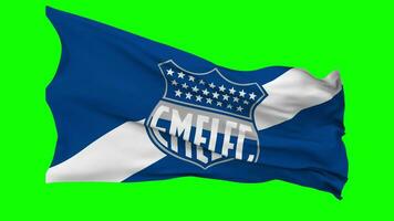 Club Sport Emelec Flag Waving Seamless Loop in Wind, Chroma Key, Luma Matte Selection video