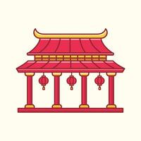 Chinese temple, chinese traditional building illustration vector