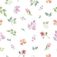 Watercolor floral seamless pattern. Hand drawn illustration isolated on white background. vector