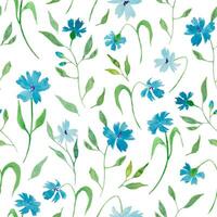 Watercolor floral seamless pattern. Hand drawn illustration isolated on white background. vector