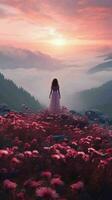 AI generated Beautiful woman lost in beautiful nature photo