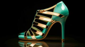 AI generated a pair of high heeled shoes with gold accents photo