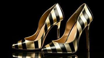 AI generated gold and black striped high heels photo