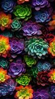 AI generated colorful succulent plants arrangement in garden photo