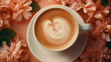 AI generated Cup of Coffee with Beautiful Colored Background photo