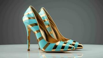 AI generated a pair of high heeled shoes with gold accents photo