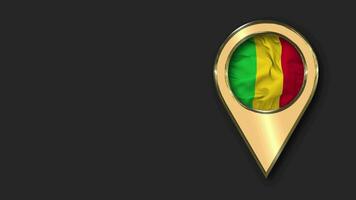 Mali Gold Location Icon Flag Seamless Looped Waving, Space on Left Side for Design or Information, 3D Rendering video