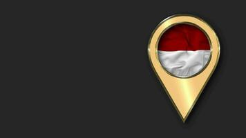 Monaco Gold Location Icon Flag Seamless Looped Waving, Space on Left Side for Design or Information, 3D Rendering video