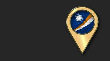 Marshall Islands Gold Location Icon Flag Seamless Looped Waving, Space on Left Side for Design or Information, 3D Rendering video