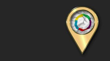 Organisation internationale de la Francophonie, OIF Gold Location Icon Flag Seamless Looped Waving, Space on Left Side for Design or Information, 3D Rendering video