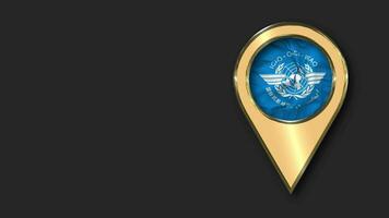 International Civil Aviation Organization, ICAO Gold Location Icon Flag Seamless Looped Waving, Space on Left Side for Design or Information, 3D Rendering video