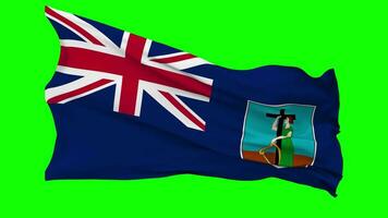 Montserrat Flag Waving Seamless Loop in Wind, Chroma Key Green Screen, Luma Matte Selection video