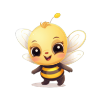 ai généré vue de 3d dessin animé personnage abeille sur une transparent Contexte png