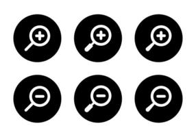 Zoom in out button icon vector in black circle