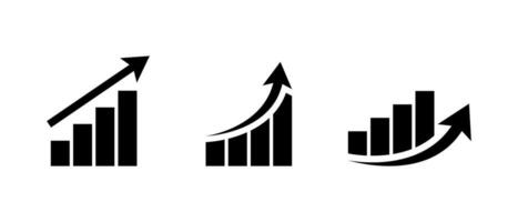 Growing bar graph icon vector in flat style. Rising arrow symbol