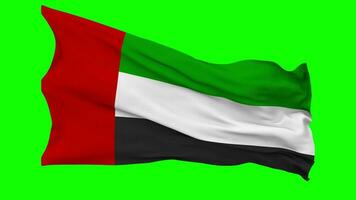 unido árabe emiratos bandera ondulación sin costura lazo en viento, croma llave verde pantalla, luma mate selección video