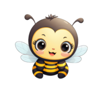 AI generated View of 3d cartoon character bee on a transparent background png