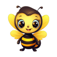 ai généré vue de 3d dessin animé personnage abeille sur une transparent Contexte png