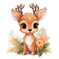 AI generated a cute deer on transparent background png